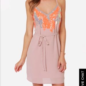 Blush and Neon Sequin Dress